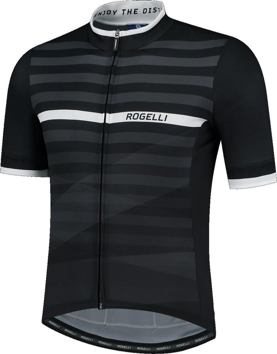 Rogelli Stripe Korte Mouw + Wit heren wielershirt zwart