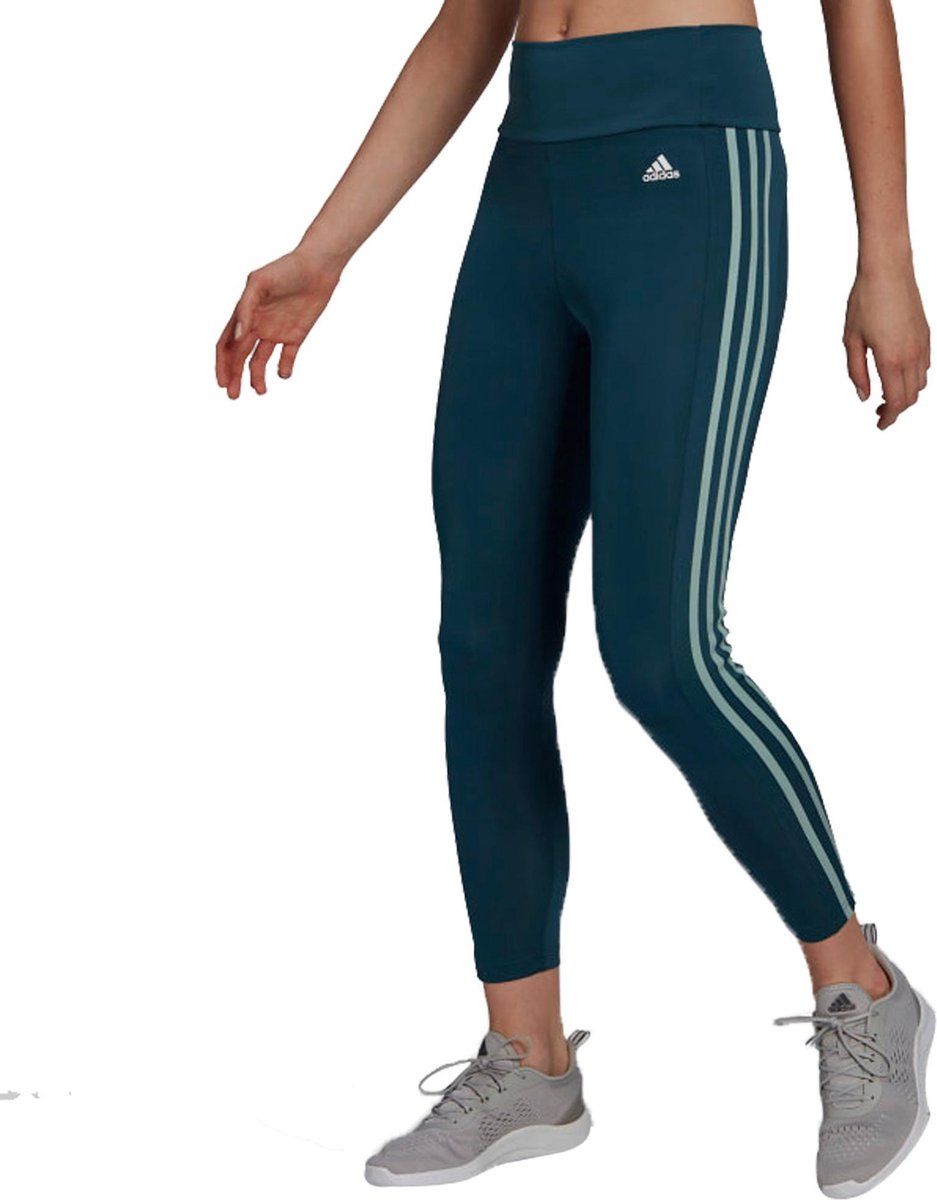 adidas 3-Stripes 7/8 Tight Dames  Sportlegging - Maat S  - Vrouwen - Donker blauw/Groen
