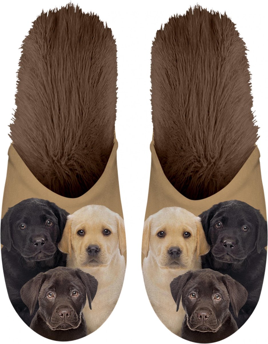 Plenty Gifts Pantoffels Labradors Pluche/textiel Beige Maat 35/38