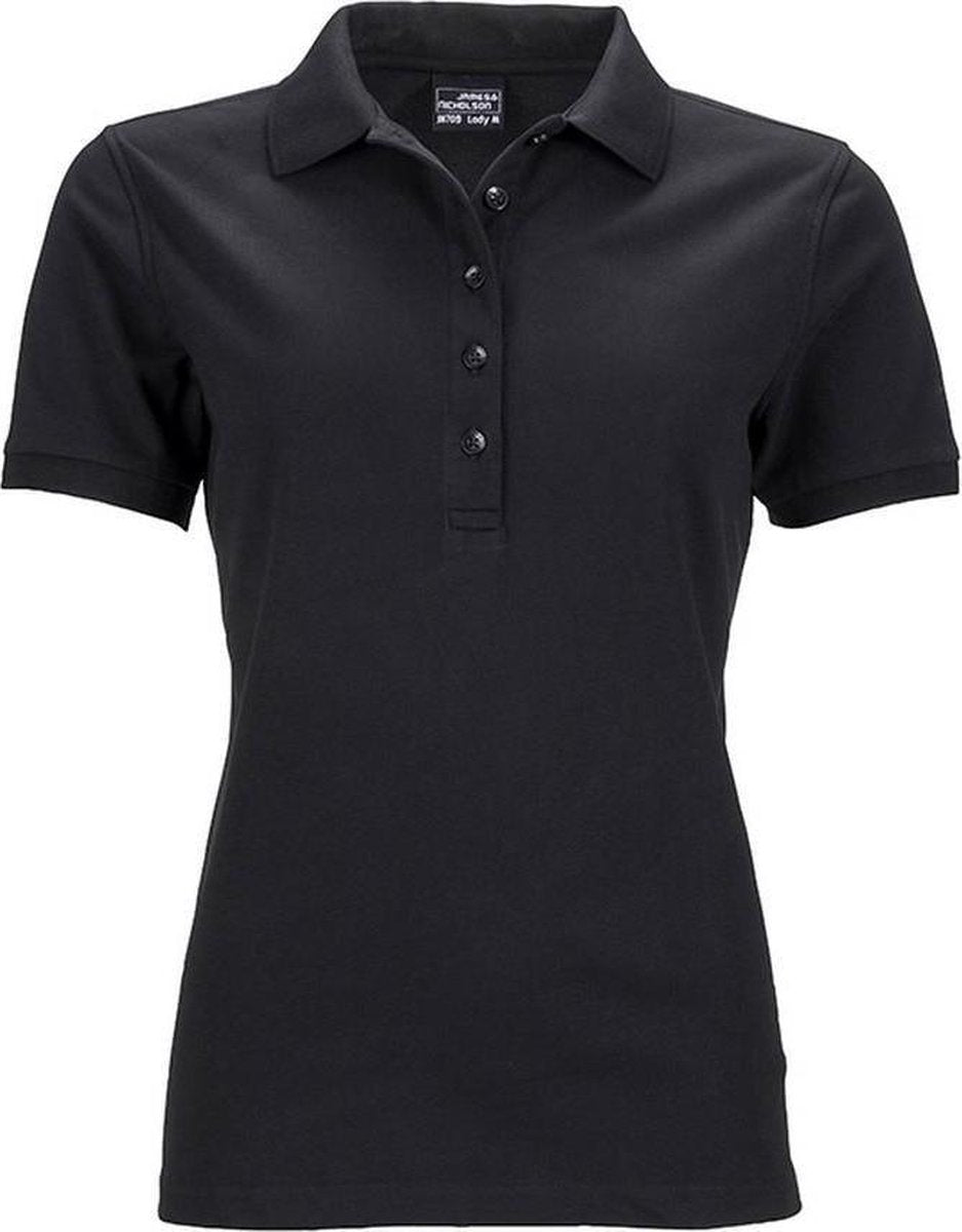 James and Nicholson Dames/dames Elastisch Pique Poloshirt (Zwart)