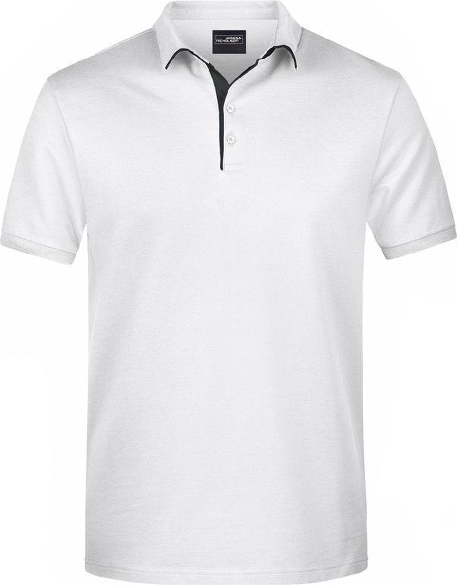 Polo shirt Golf Pro premium wit/zwart voor heren - Witte herenkleding - Werkkleding/zakelijke kleding polo t-shirt 2XL