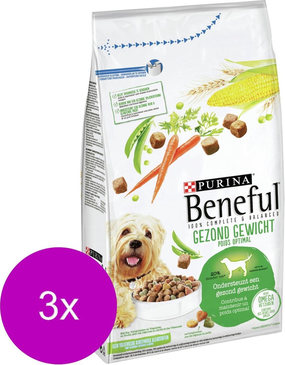 Beneful Gezond Gewicht Kip&Rijst - Hondenvoer - 3 x 1.5 kg