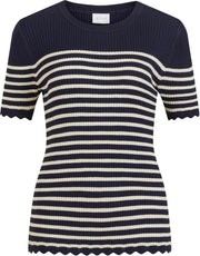 Vigabbi S/s Knit Top/su 14065421 Navy Blazer/birch