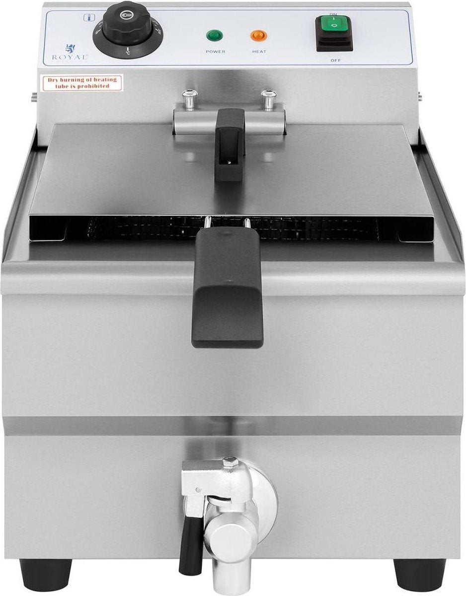 Royal Catering Elektrische friteuse - 13 Liter - 3.200 W - aftapkraan - koude zone