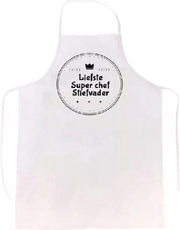 Liefste super chef stiefvader keukenschort | verassing - feestdag - verjaardag - geschenk - gift - kado - cadeau - barbeque - barbecue - chefkok - keuken - schort - eten - bbq - vlees - familie
