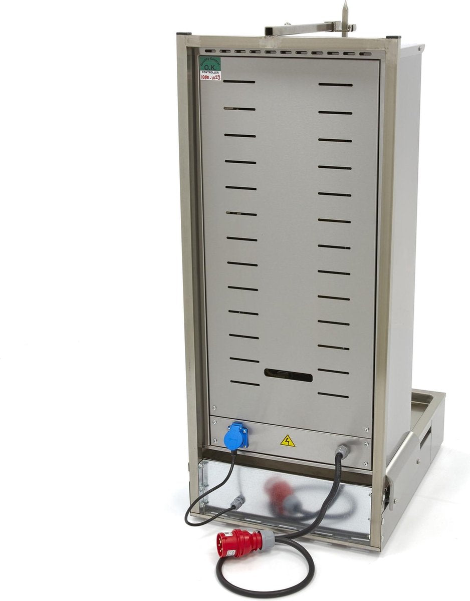 Doner Kebab / Gyros / Shoarma Grill 5 Branders - 400V - RVS - Max. 80 kg Vlees - Verstelbare Spies - Links + Rechts Draaiend - Doner Grill - Maxima