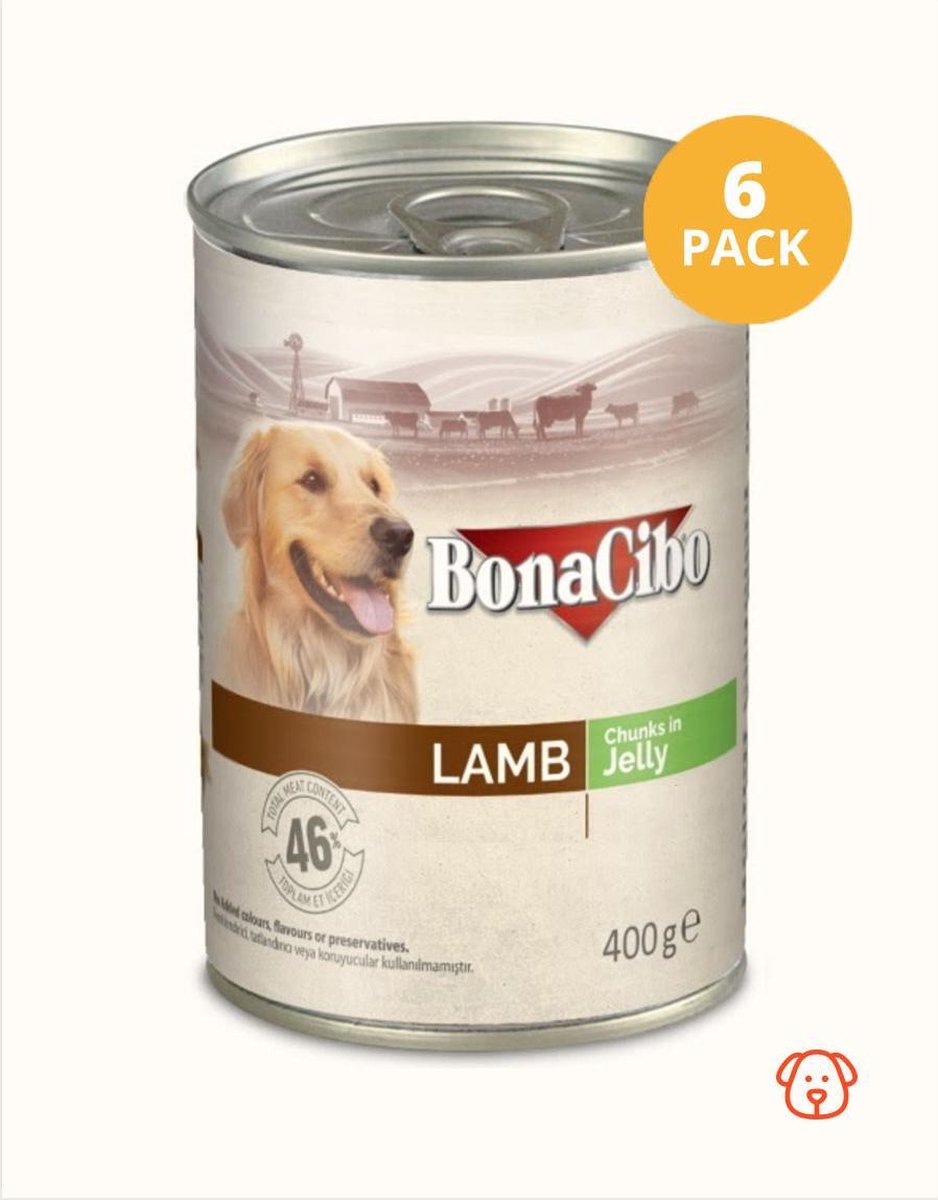 Bonacibo Blik Lam - Hondenvoer - 400 gr / 6 pack