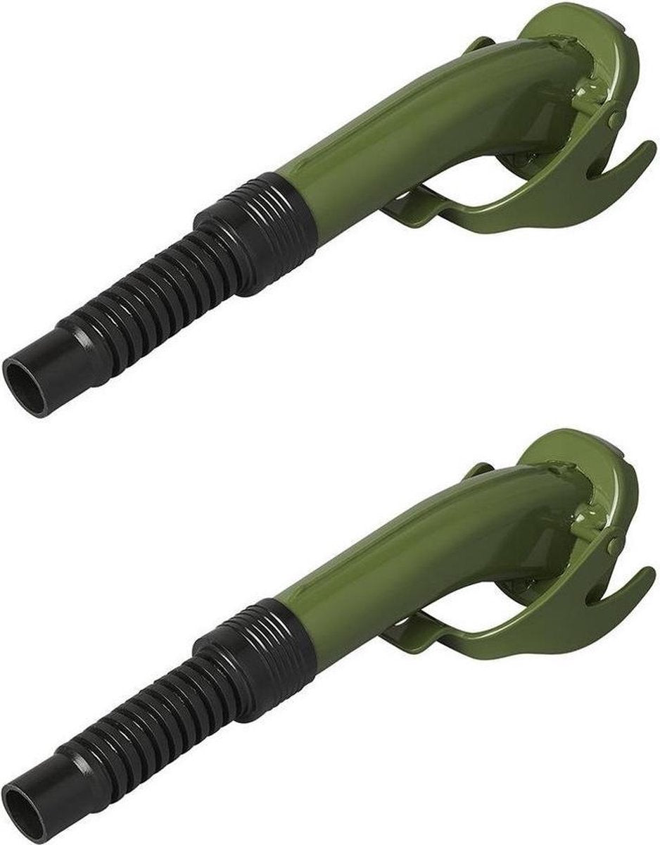 Set van 2x stuks flexibele metalen legergroene schenktuit voor jerrycan 24 cm