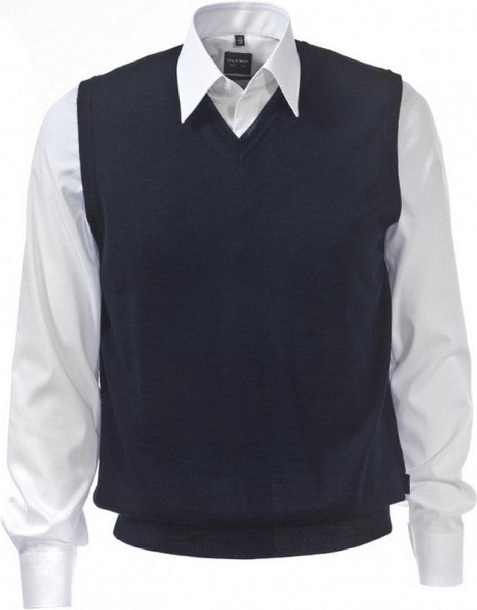 OLYMP heren spencer wol - V-hals - marine blauw -  Maat M