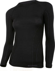 Brubeck | Dames Thermo Active Ondershirt met Merino Wol - Naadloos -  Lange Mouw-Zwart-M