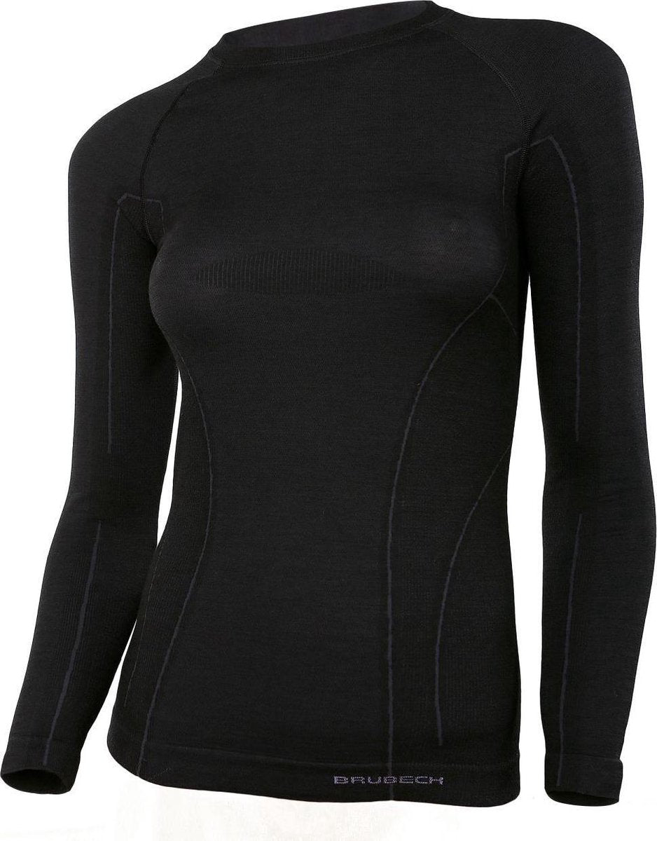 Brubeck | Dames Thermo Active Ondershirt met Merino Wol - Naadloos -  Lange Mouw-Zwart-M