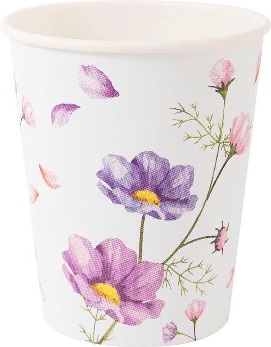 Duni Bekers Blooms 240 Ml Papier/pla Roze/paars 10 Stuks