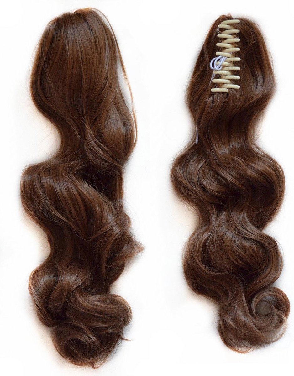 Paardenstaart Ponytail met klem 100%Echt haar 35cm bruin