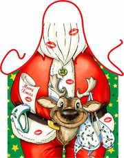 Kerstman met rendier - Grappig Schort Keukenschort