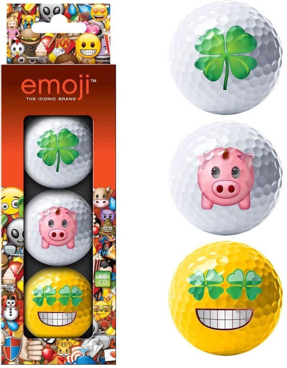 Emoji Lucky Face Golfbal 3-Pack Geschenk Cadeau