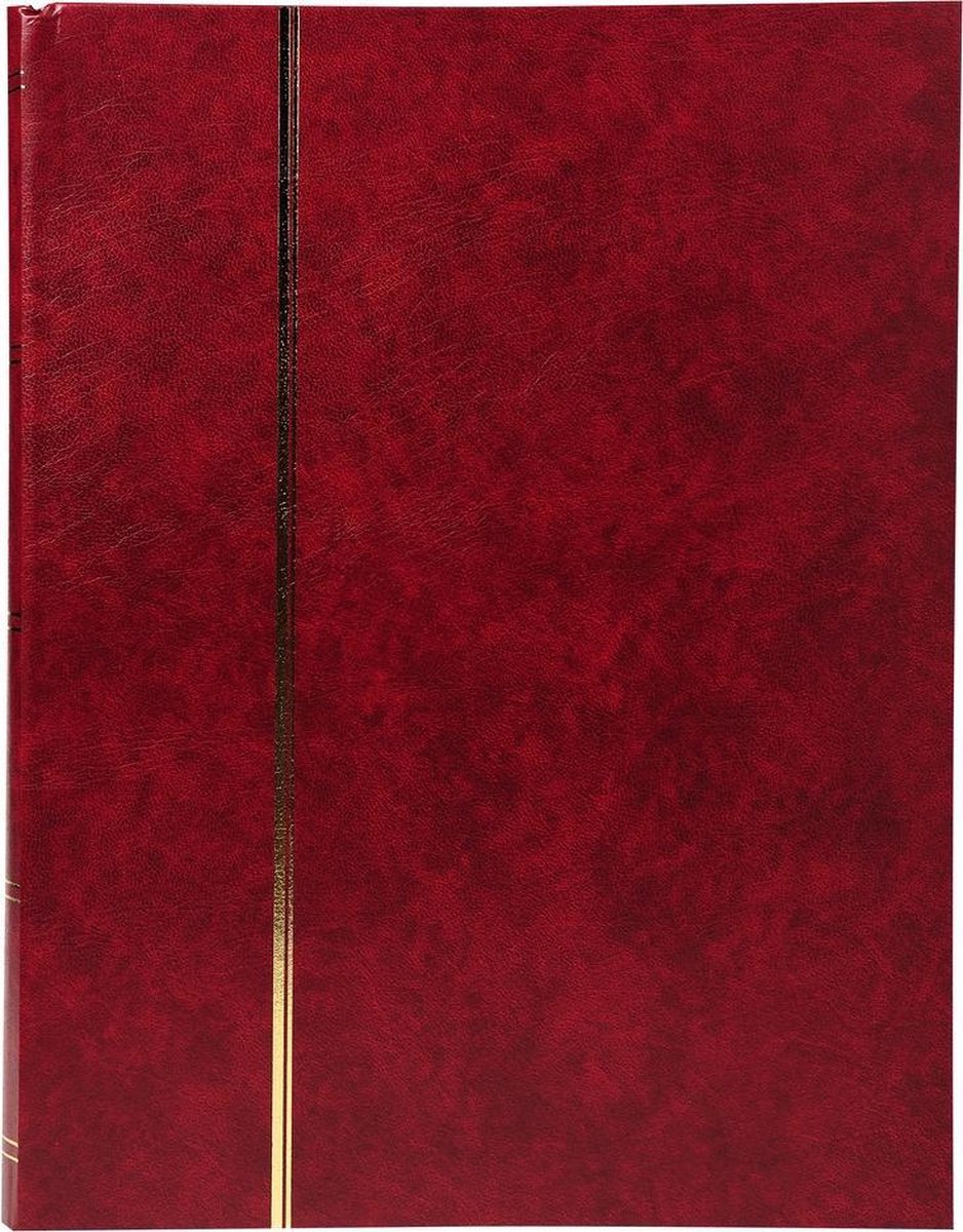 Postzegelalbum met kaft in kunstleder - 64 zwarte bladen - 9 banden - 22 