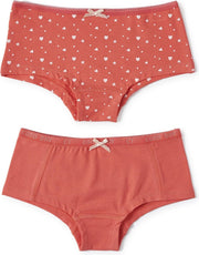 Little Label - meisjes - onderbroek (2 stuks) - roze en roze hartje ster - maat 134/140 - bio-katoen