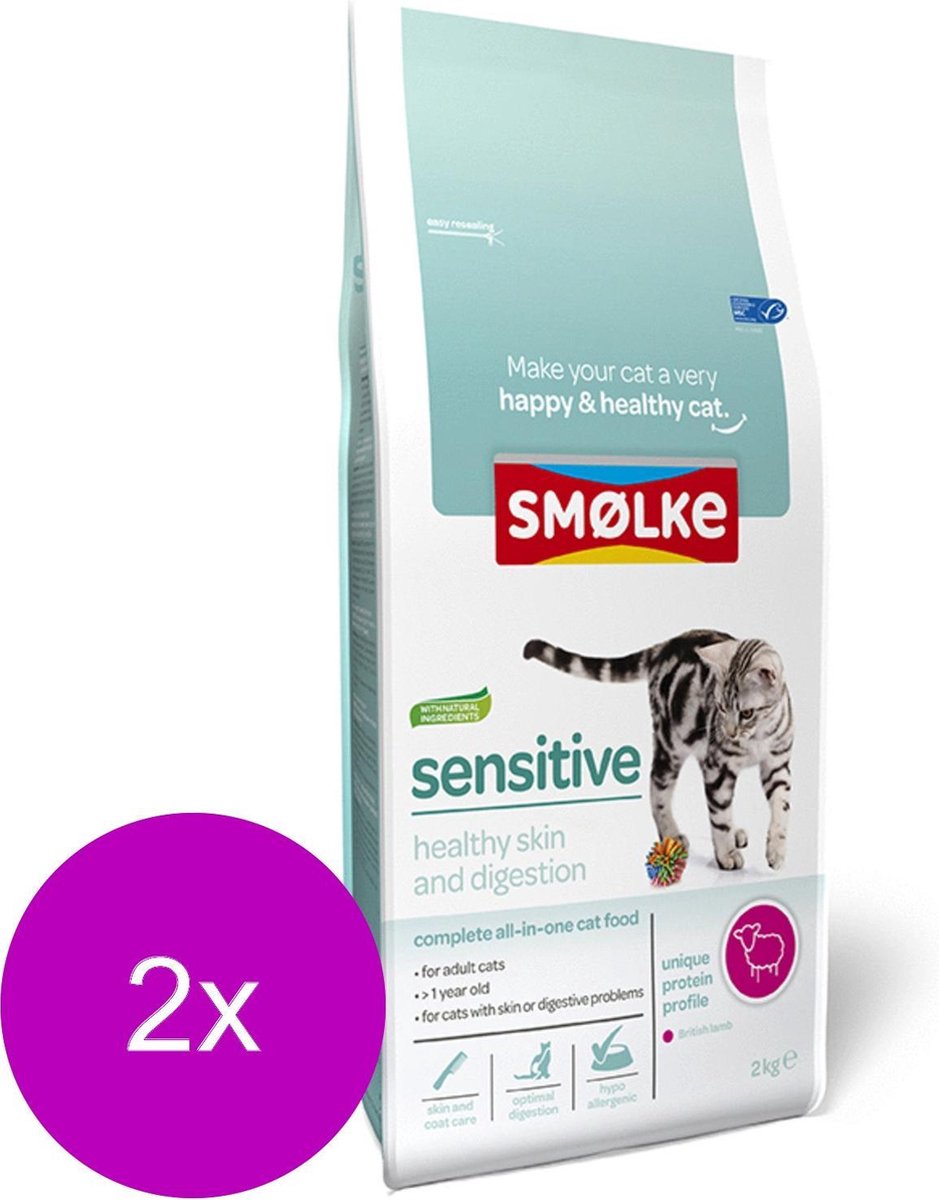 Smolke Cat Sensitive Lam - Kattenvoer - 2 x 2 kg