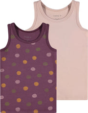 NAME IT NMFTANK TOP 2P PRUNE PURPLE DOT Meisjes Onderhemd - Maat 98