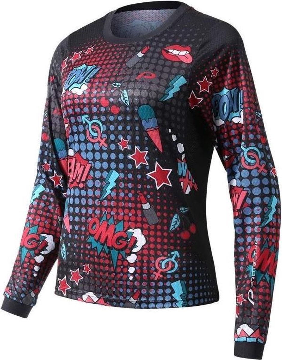 Protective Fietsshirt P-bang Dames Polyester Zwart/rood Maat 42