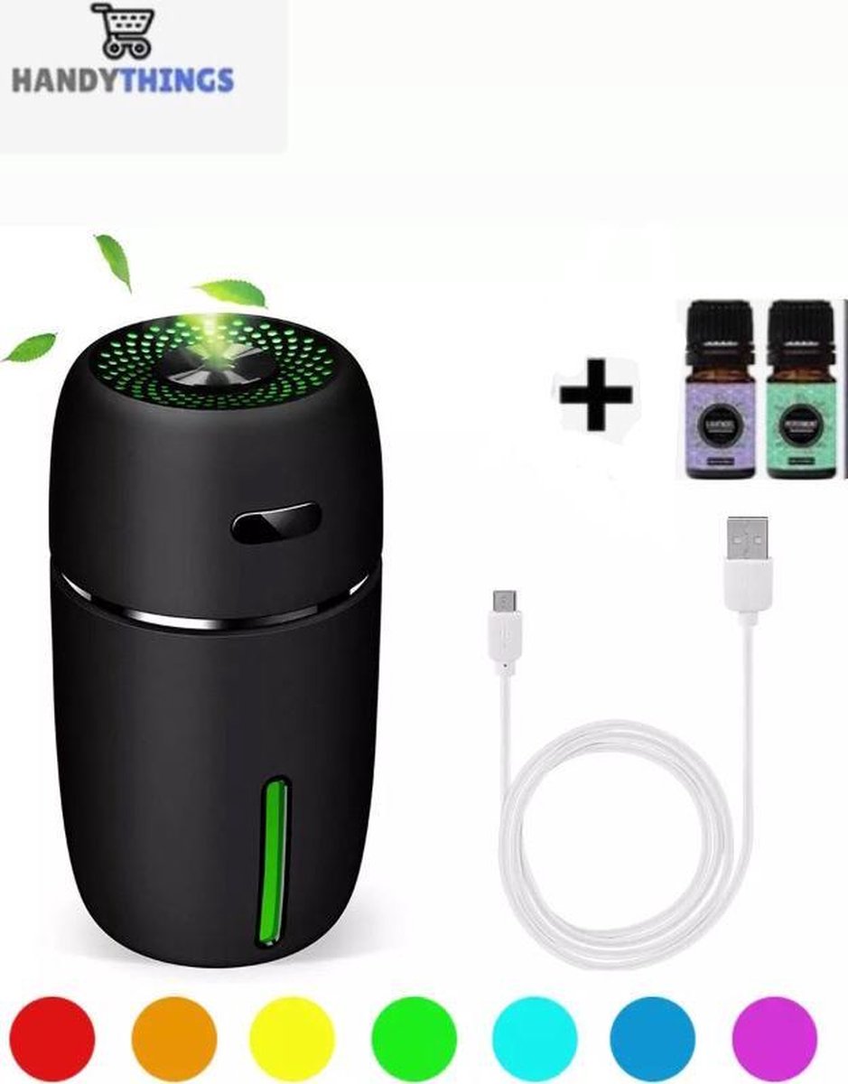 3in1 Aroma Diffuser INCL. 2x GRATIS Etherische Olie - Zwart - Aromadiffuser - Luchtbevochtiger - Aromatherapie - Geurverspreider
