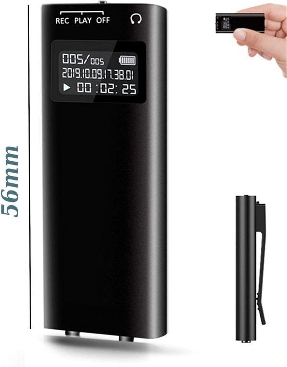 Mini Voice recorder met scherm. Magnetisch