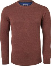 Redmond heren trui katoen - O-hals - herfstbruin melange -  Maat: XL
