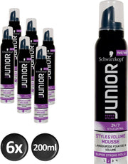 Schwarzkopf Junior Powerstyling Style & Volume Level 2 Haarmousse - 6 stuks - Voordeelverpakking