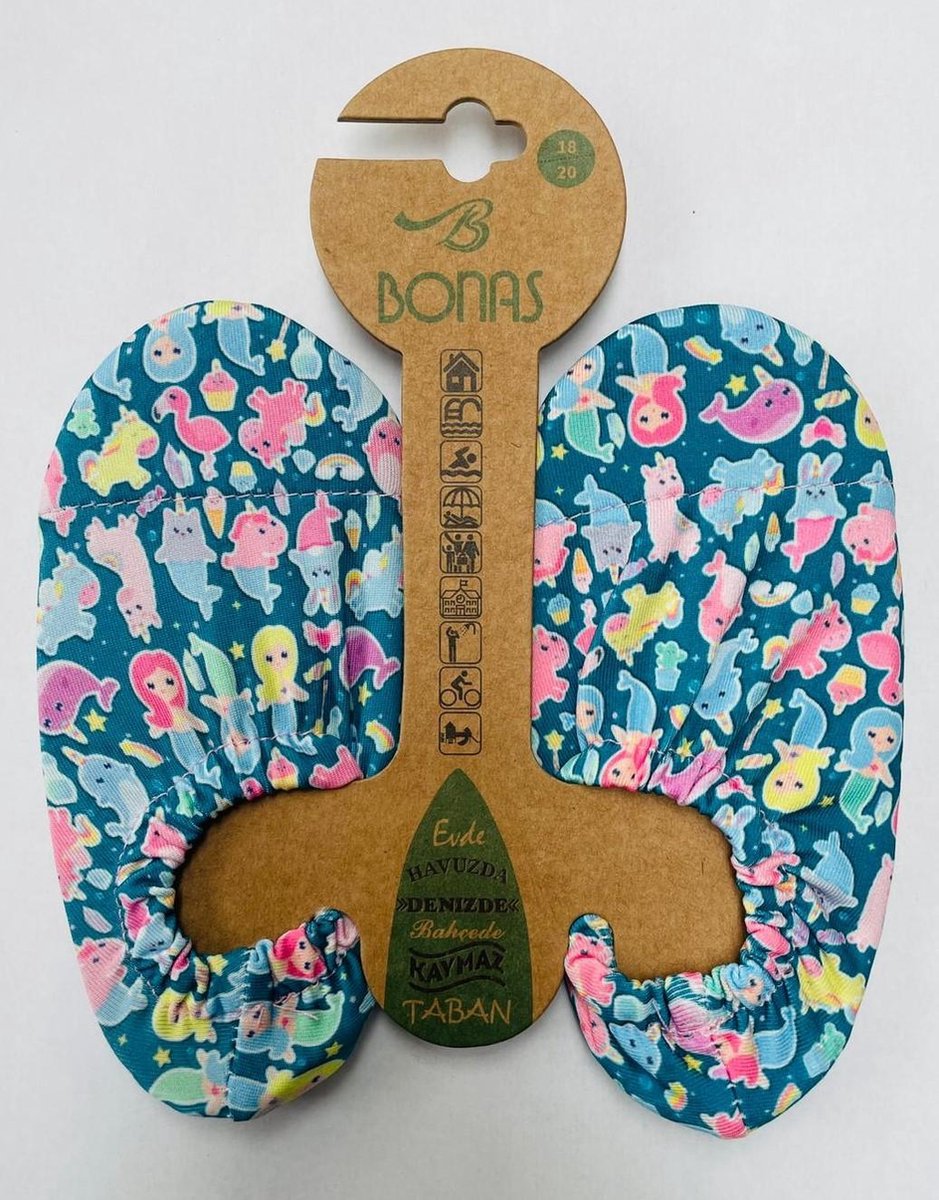 Bonas Antislip Zool Waterschoen | Zwemschoenen | Zwemslof | Gymschoen voor Kinderen Maat 18-20 Unicorn