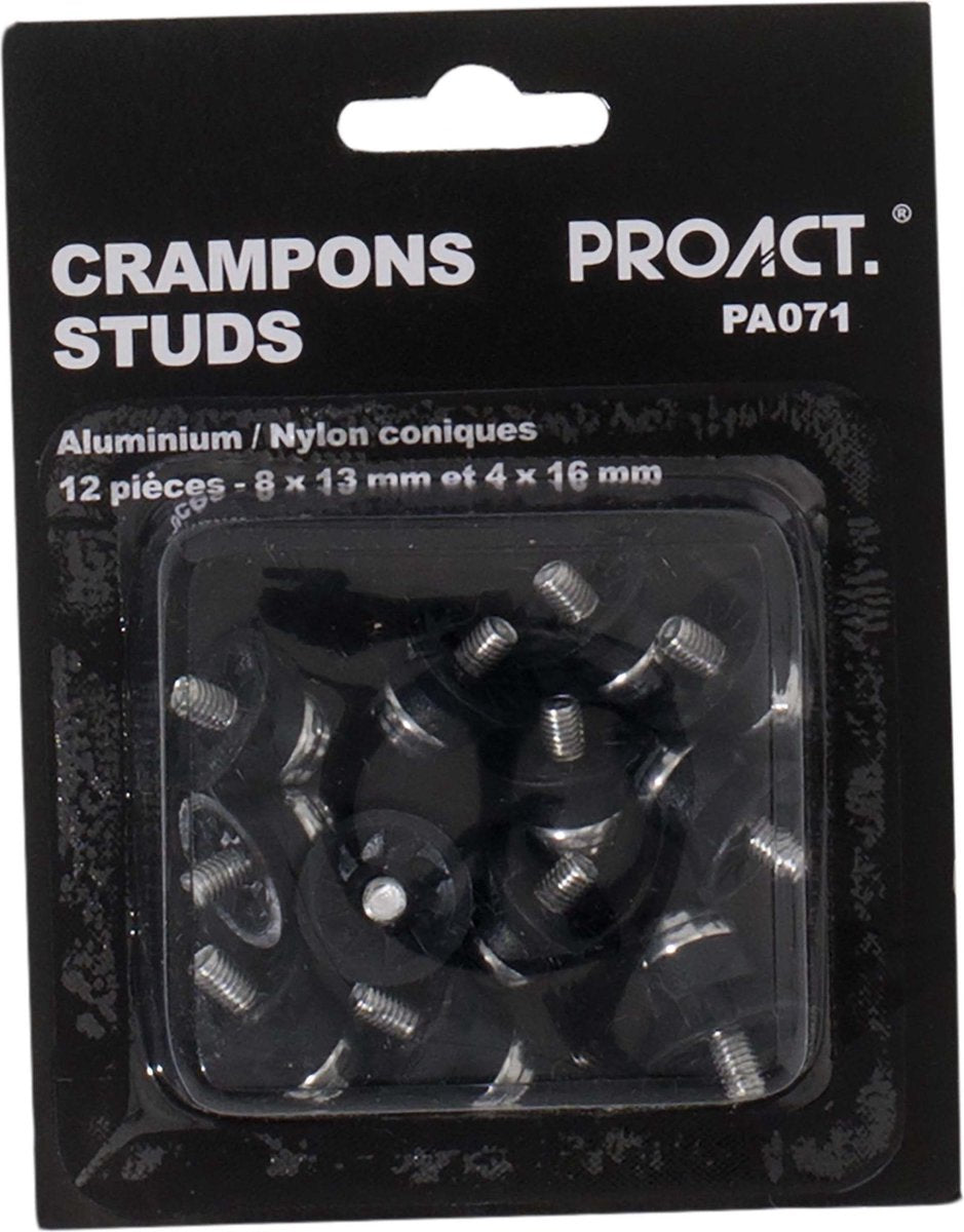 Proact PA071 - Voetbalnoppen - Noppen - 12 kegelvormige noppen in aluminium/nylon 8x13mm en 4x16mm