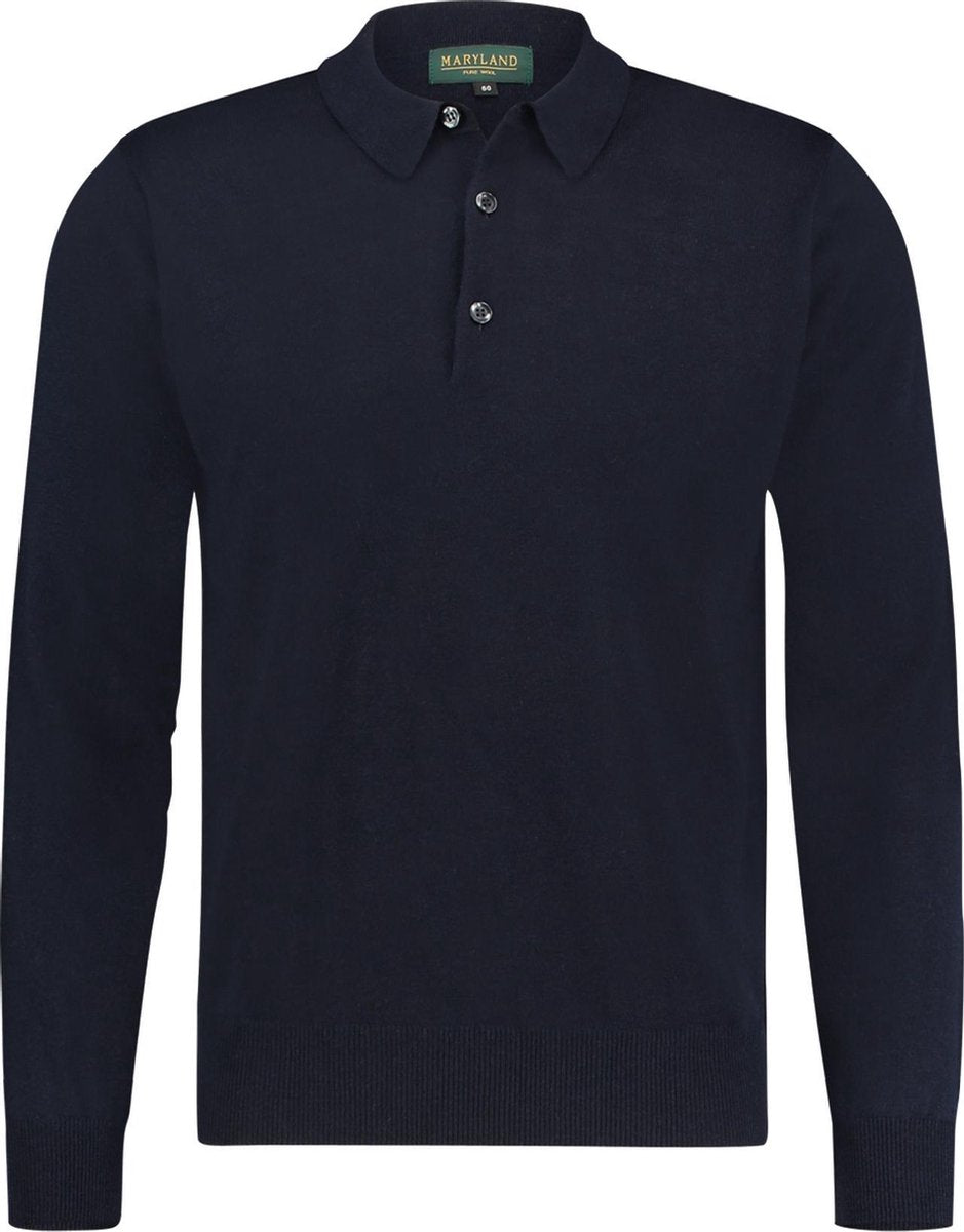 The English Hatter Mannen Maryland Polo Trui Blauw Merinowol Maat: m