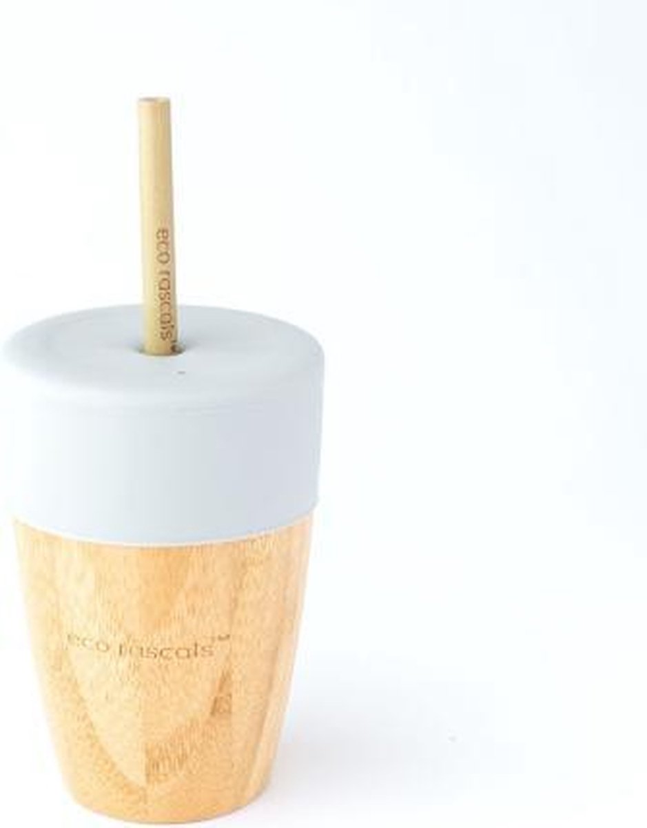 Eco Rascals Bamboe Beker met Rietjes - Grijs