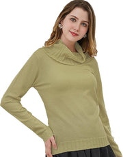 Manlee - m.l. Fijngebreide trui met wijde col en lange mouwen - Relaxed fit - Mais - Maat: M