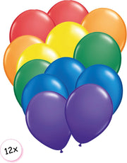 Ballonnen Regenboog 12 stuks 27 cm