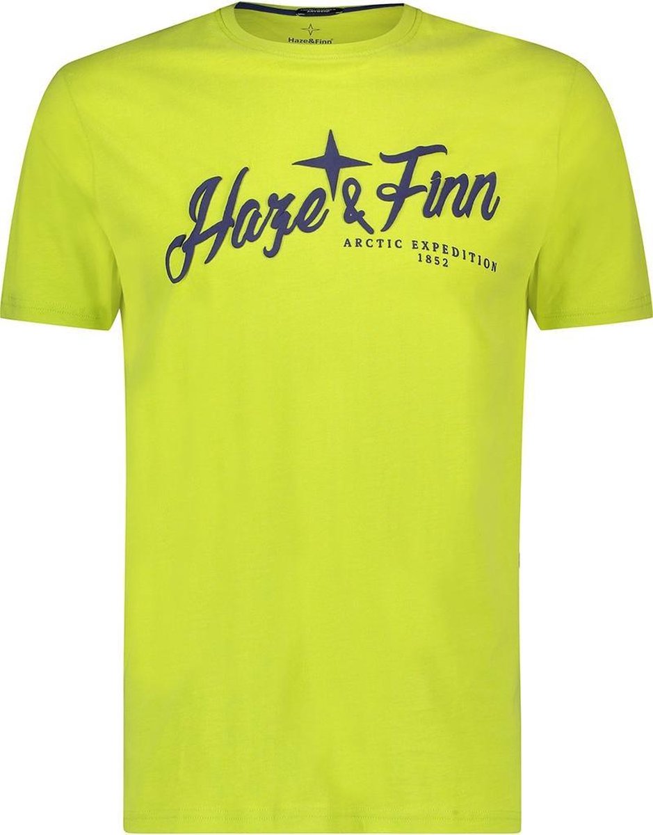 Haze&Finn T-shirt Ronde Hals Lime Groen Met Logo (MC14-0008 - Lime-TwilightBlue)