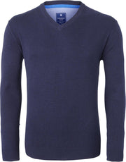 Redmond heren trui katoen - V-hals - marine blauw -  Maat: 3XL