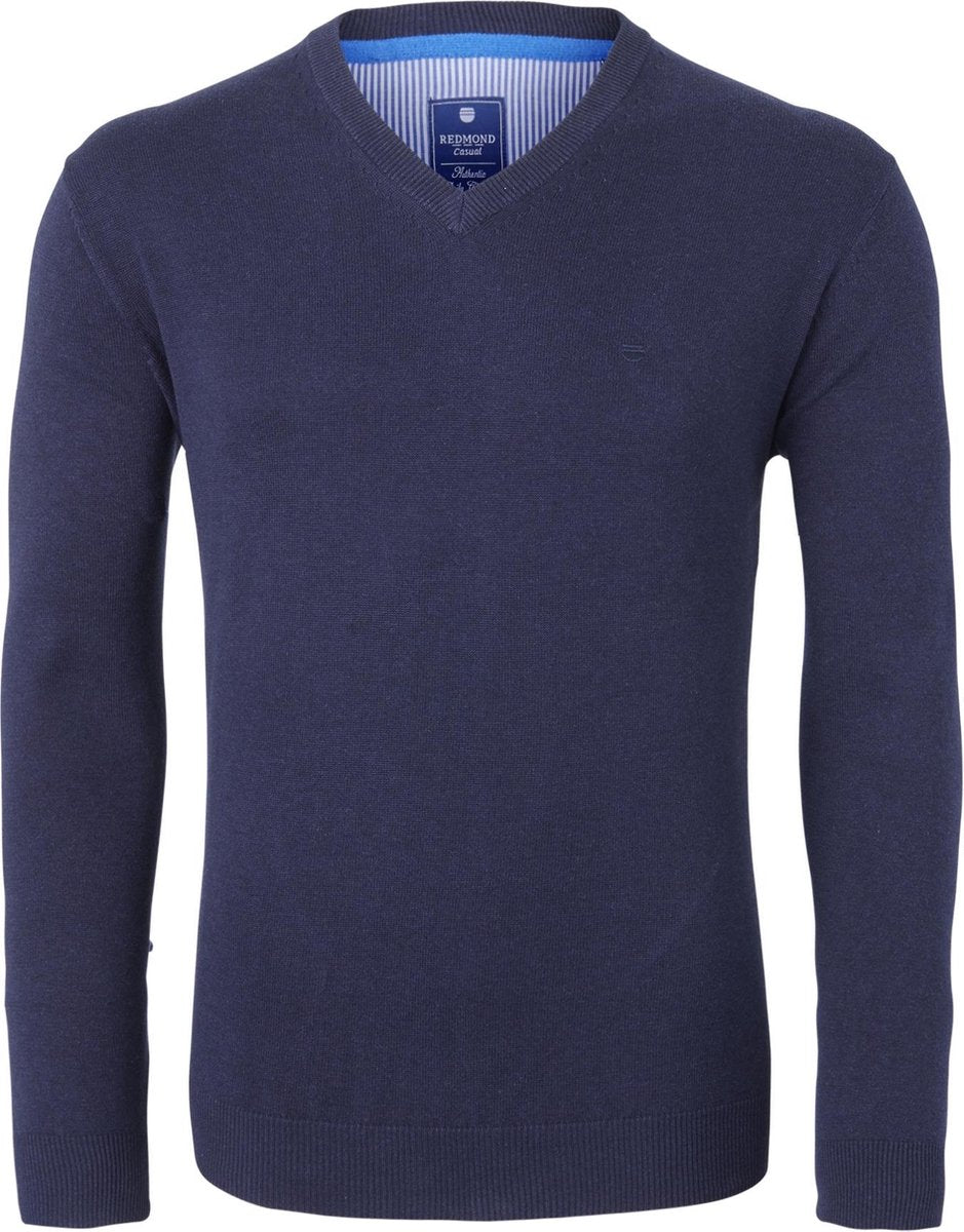 Redmond heren trui katoen - V-hals - marine blauw -  Maat: 3XL