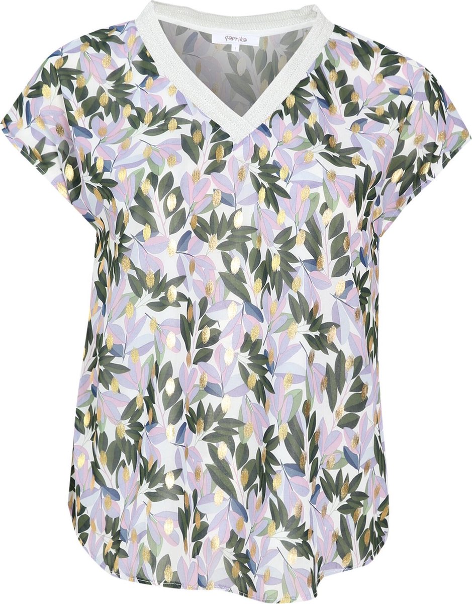 Blouse met bladprint