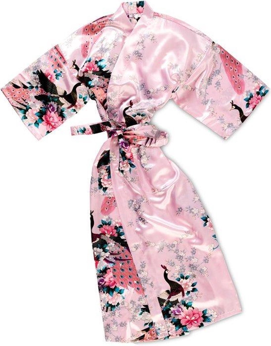 TA-HWA Kimono met Pauw Motief Roze Dames Kimono L