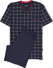 Gotzburg heren shortama - blauw met rood en wit geruit -  Maat: 4XL