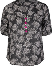 Blouse in viscose met verenprint
