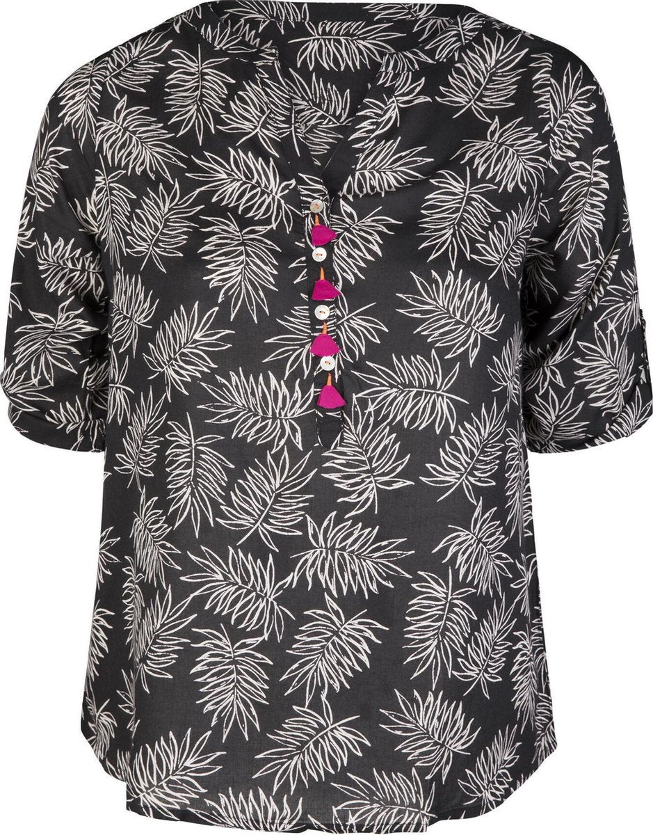 Blouse in viscose met verenprint