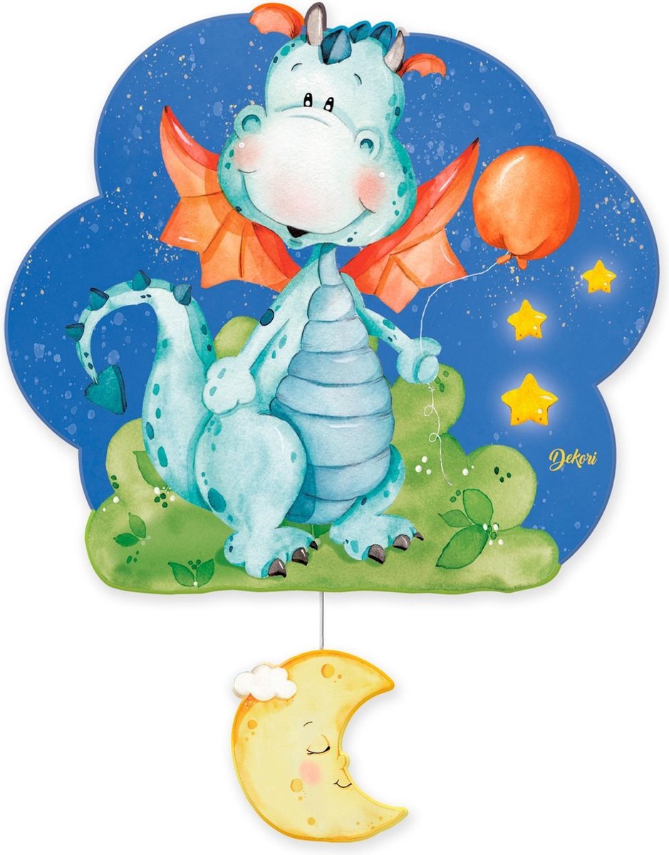 Dekori Muziekdoos Draak Junior 23 X 32 Cm Hout Blauw