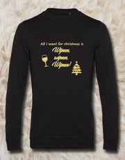 Sweater met opdruk “All I want for christmas is Wijnen wijnen wijnen”