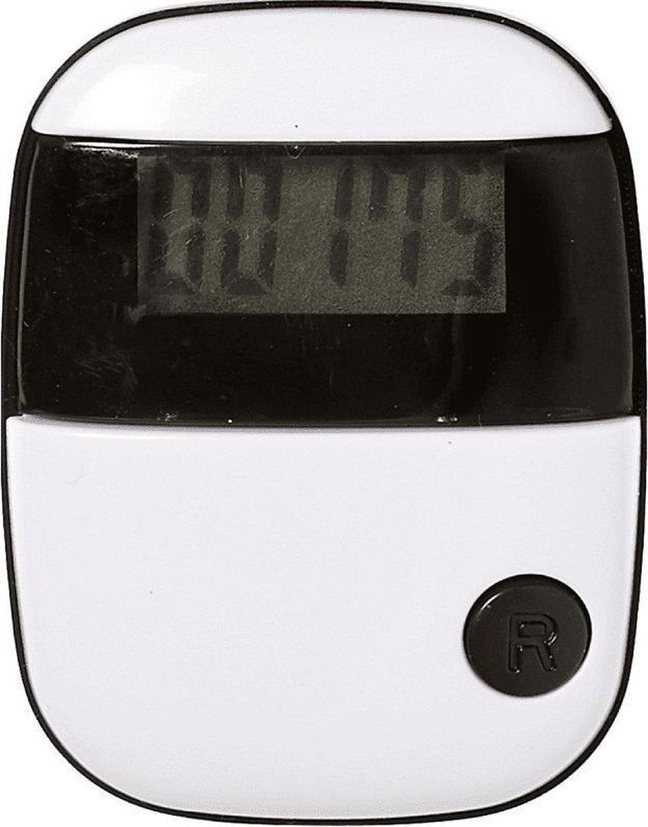 Voordeelset van 8x stuks stappentellers met riemclip wit/zwart 5 cm - Pedometer - Bewegingstellers met LCD-scherm