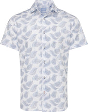 Morriz | Overhemd blad print blauw