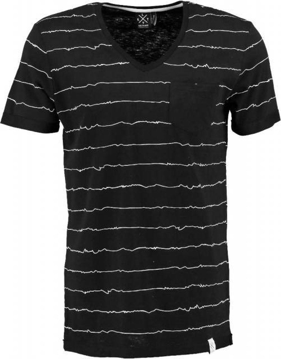 Kultivate zwart t-shirt v-hals met borstzakje - Maat XS