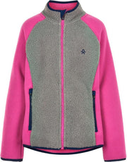 Color Kids - Fleece jas voor meisjes - Colorblock - Grijs/Roze - maat 104cm