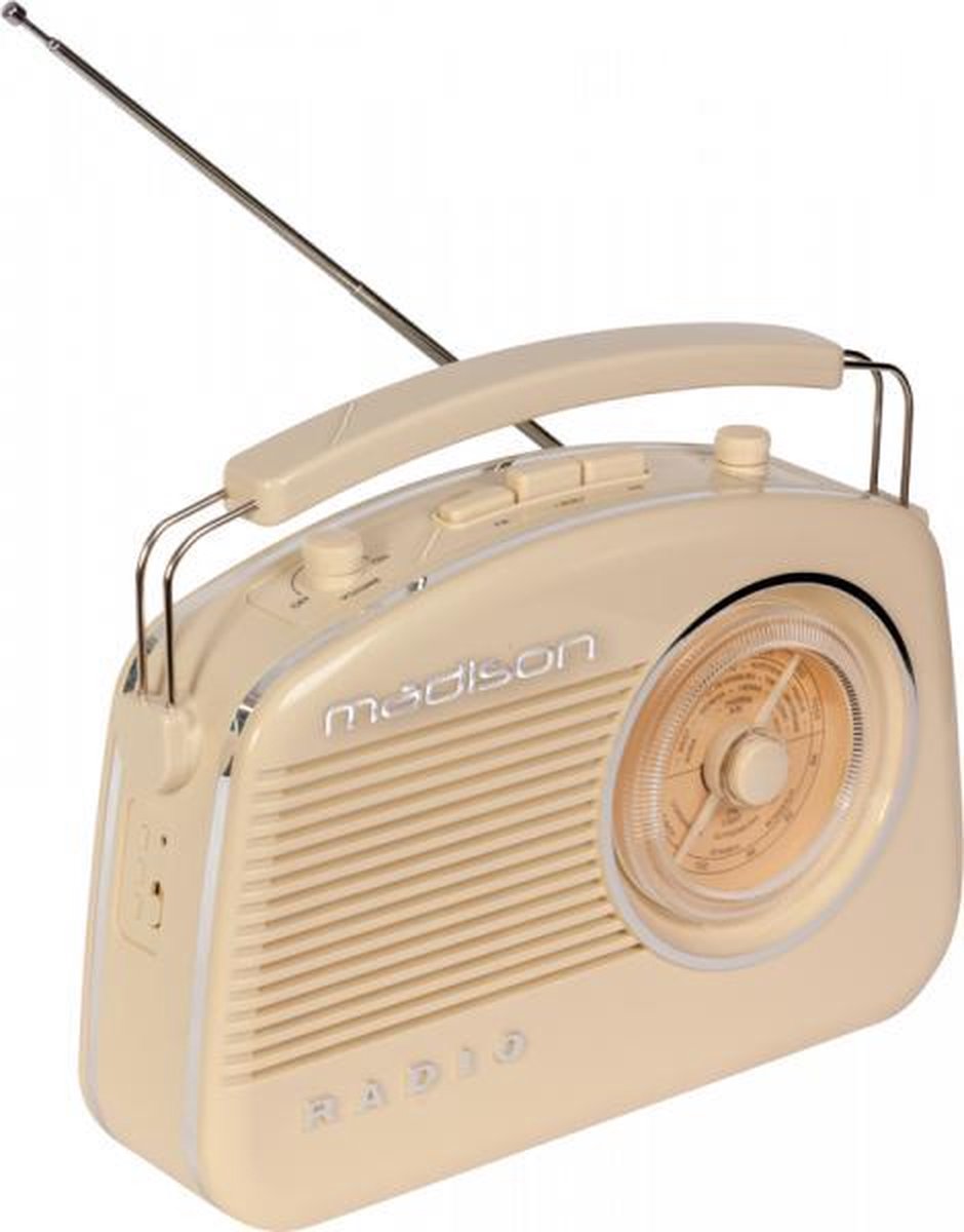 Madison draagbare retroradio met bluetooth en FM - 30 Watt | Beige