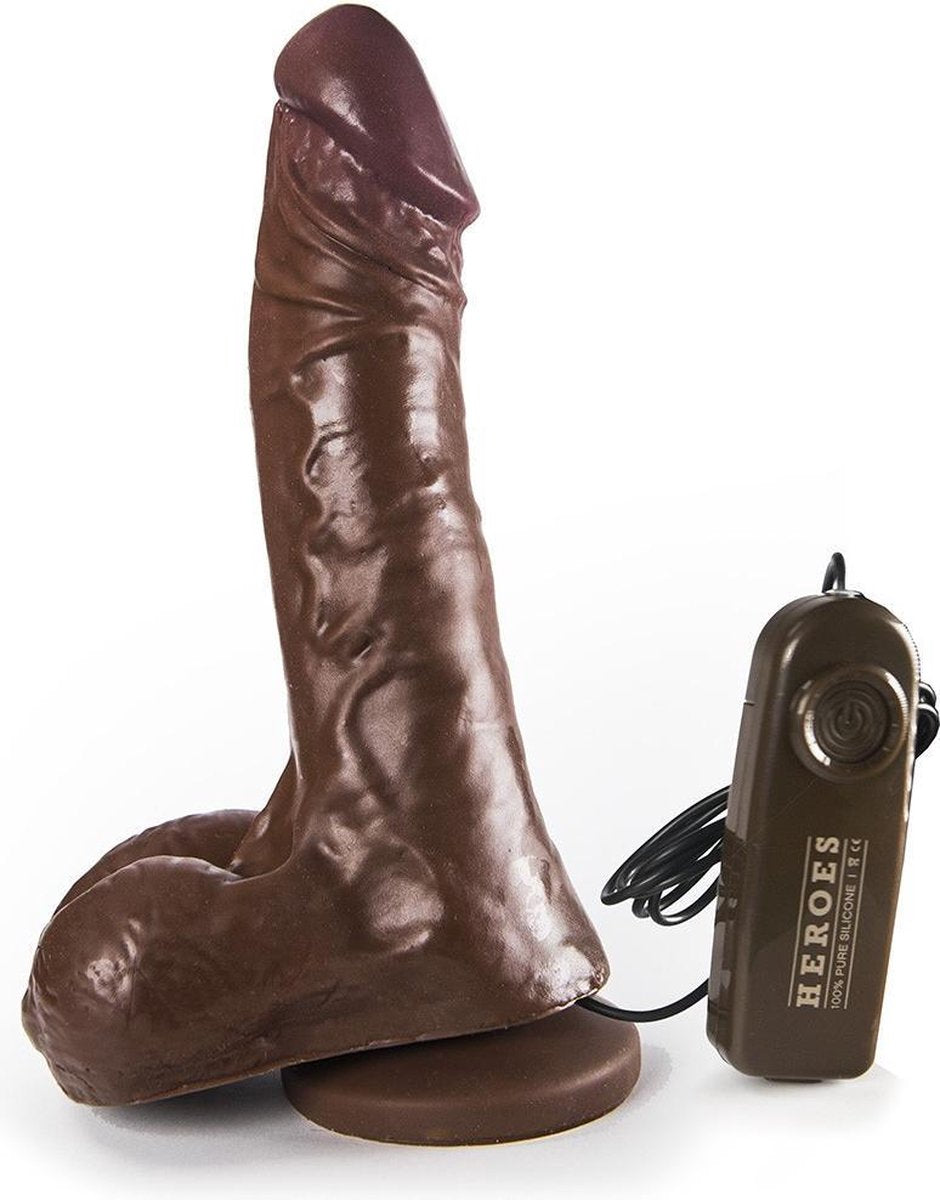 Heroes Vibrerende Dildo met zuignap 19 cm - bruin